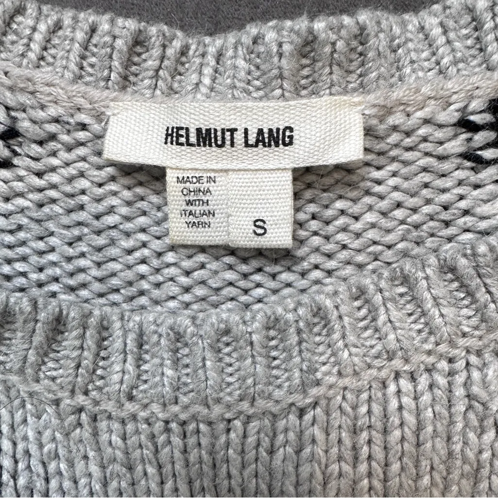 Helmut Lang Two-Tone Wavy Hi-Lo Sweater Gray Black Alpaca Blend Size Small - Image 12