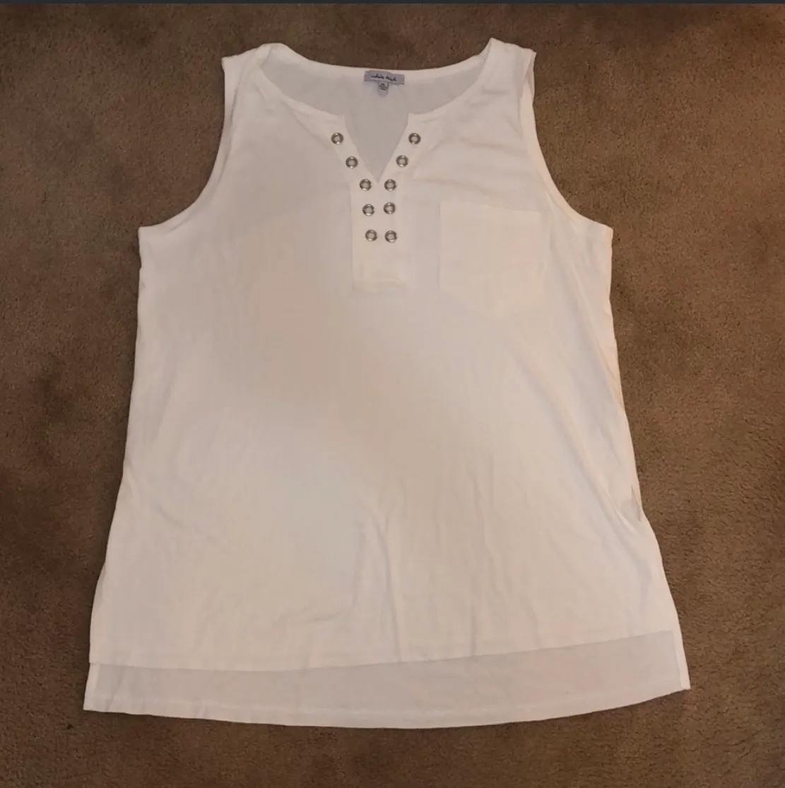 White Ribbed Tank Top - Image 2