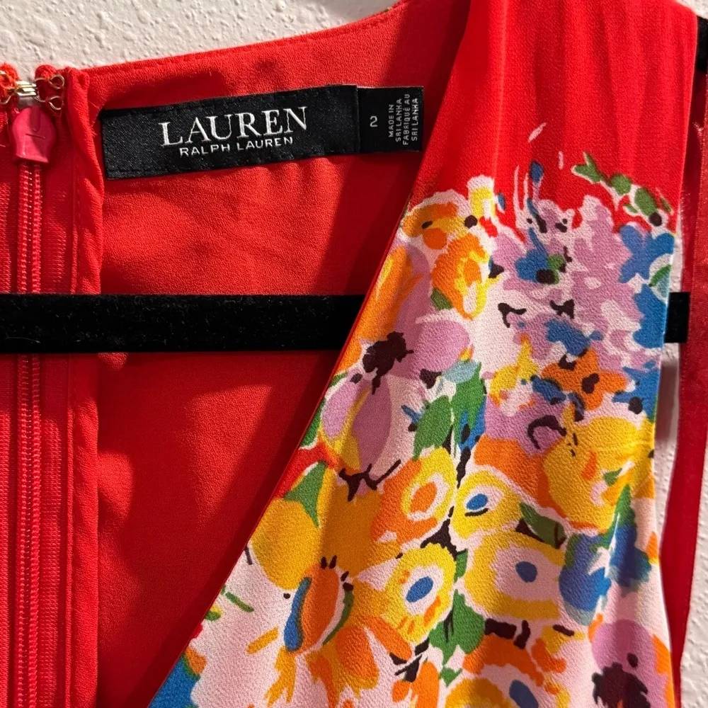 Lauren Ralph Lauren Size 2 Hibiscus Georgette Fit Flare Midi Dress Wedding Party - Image 3