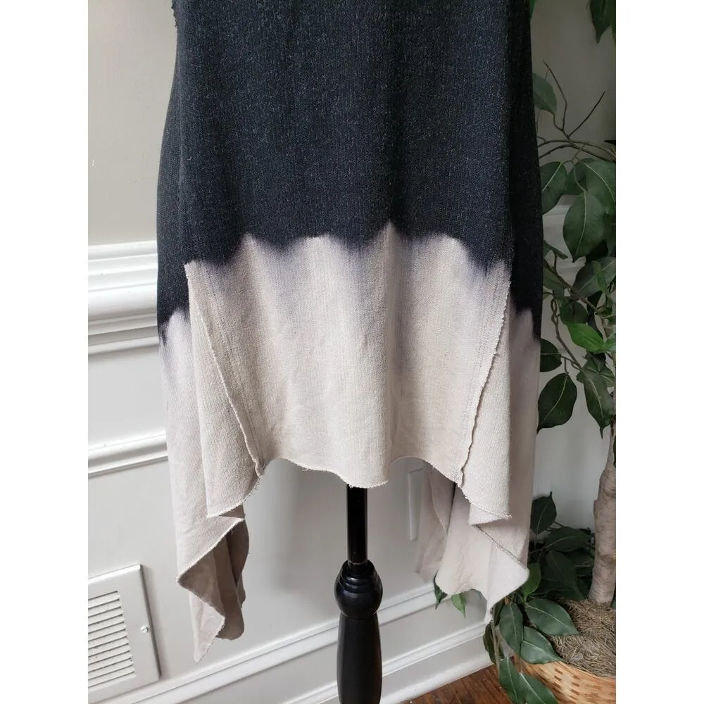 Mono B Tunic Top Womens Small Black Dip Dye Knit Short Sleeve Handkerchief Hem - Image 4