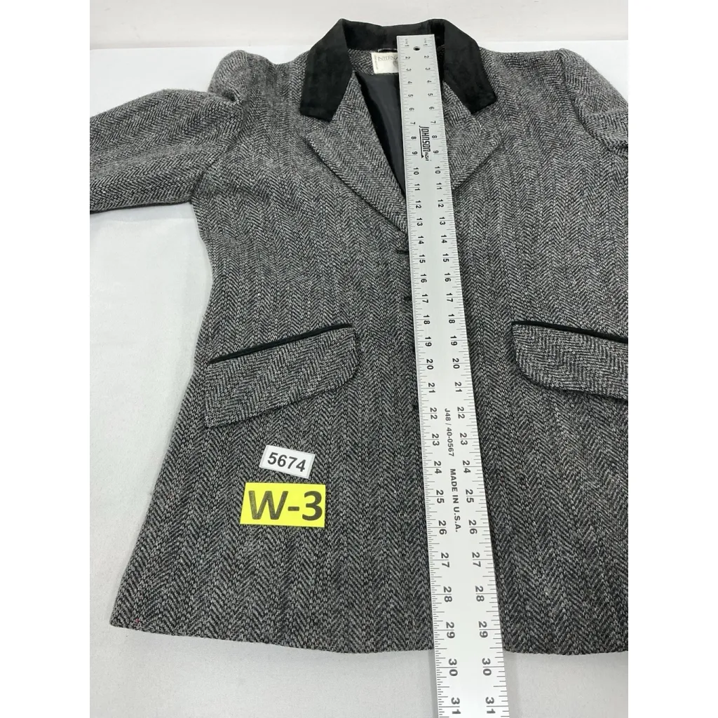 Womans International Scene Tweed Button Blazer 8 Black Collar - Image 6