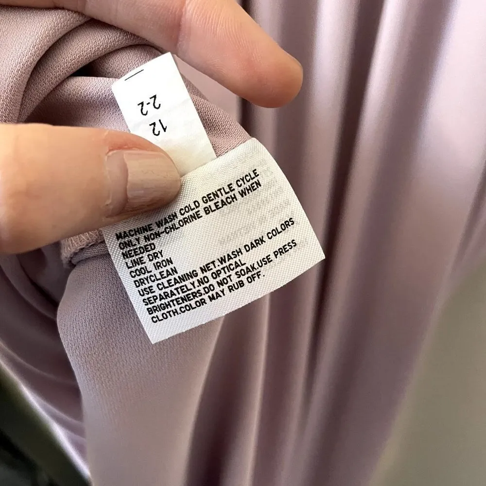 Uniqlo pink purple bridesmaid dress vneck wrap short sleeved ruched formal dress - Image 8