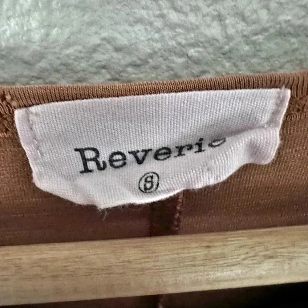 REVERIE x BOUTIQUE | Burnt Caramel Slub Knit Cap Sleeve Midi Dress | Size Small Tan - Image 5