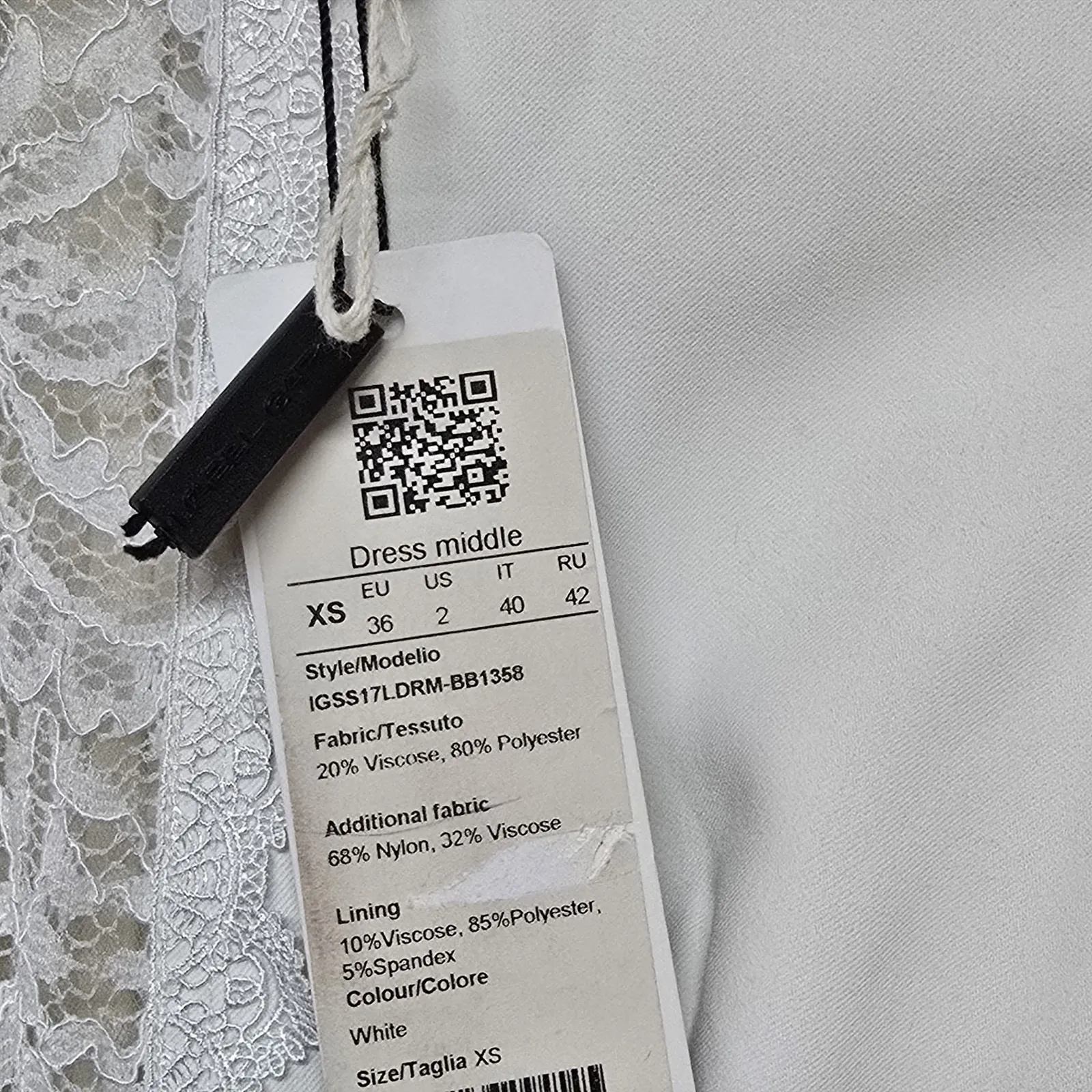 Isabel Garcia White Lace Midi Dress XS Scalloped Trim Elegant Victorian NWT - Image 6