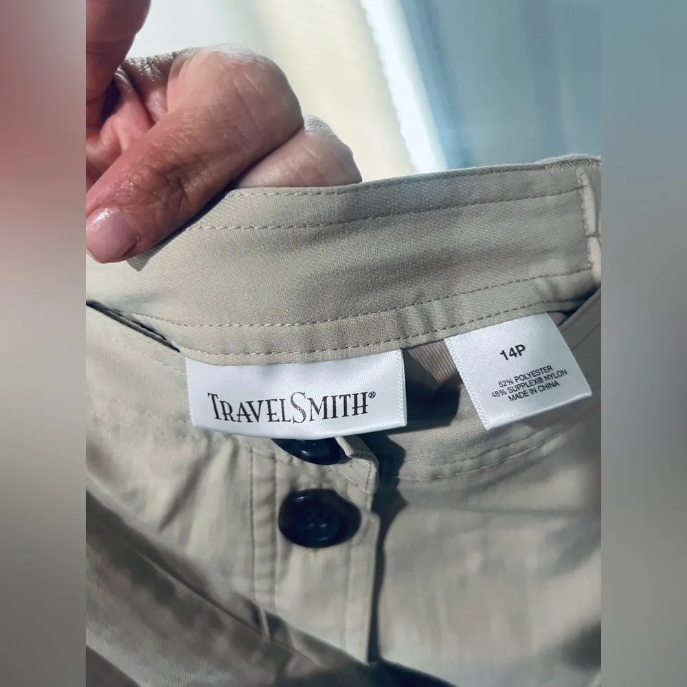 TravelSmith Vintage Skirt Womens 14p Petite Button Down Maxi Midi light brown - Image 7