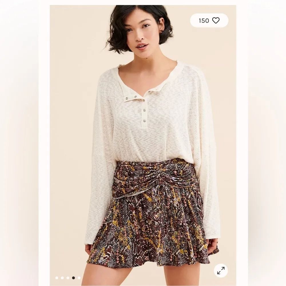 Free People Brown Snake Print Saturday Sun Mini Skirt size 6 - Image 4