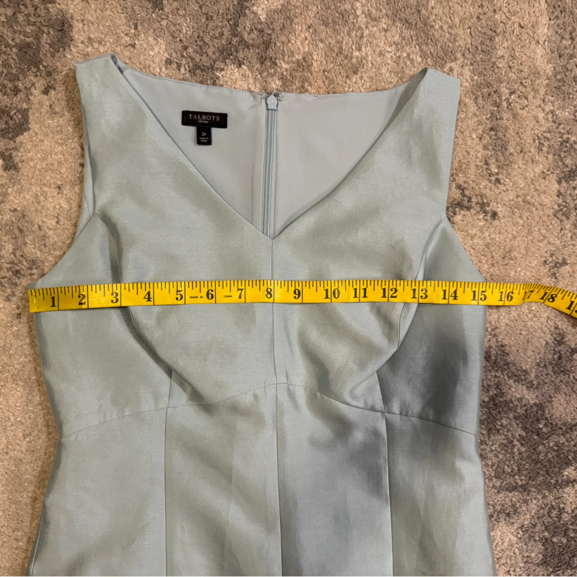 Talbots Petite Silk Light Blue V-Neck Mini Dress - Image 5