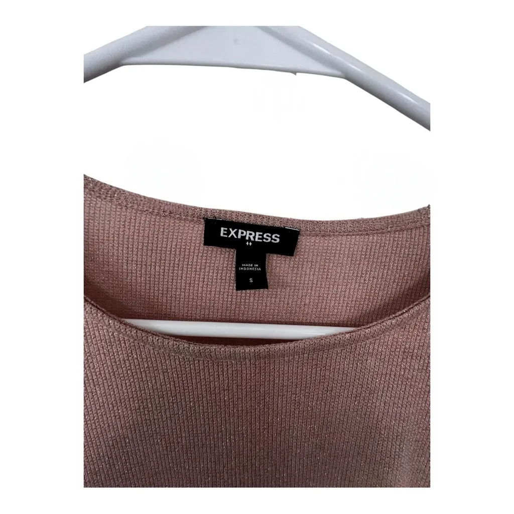 Express Women's Shimmering Tan Long Sleeve Top - Image 4