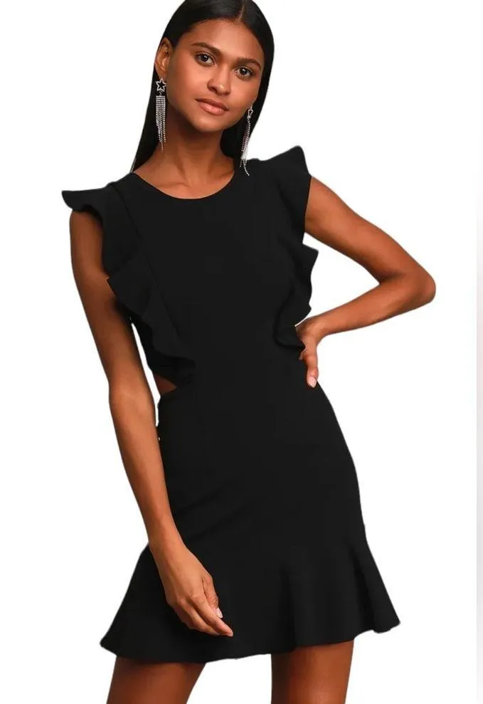 Positively Beaming Black Backless Ruffled Mini Dress. NWT!!! - Image 3