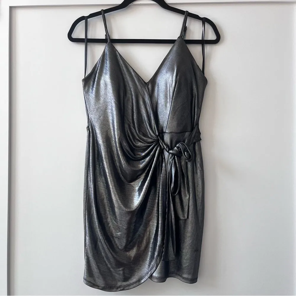 Jump Apparel Metallic Wrap Mini Dress Size 7/8 - Image 2