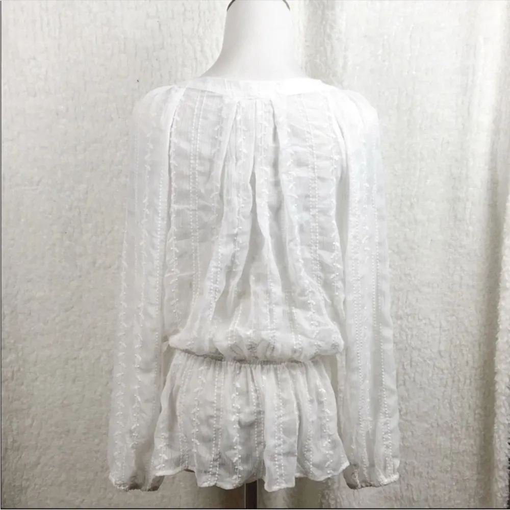 Bellatrix Nordstrom Large White Semi Sheer Lace Coverup Boho Top - Image 4