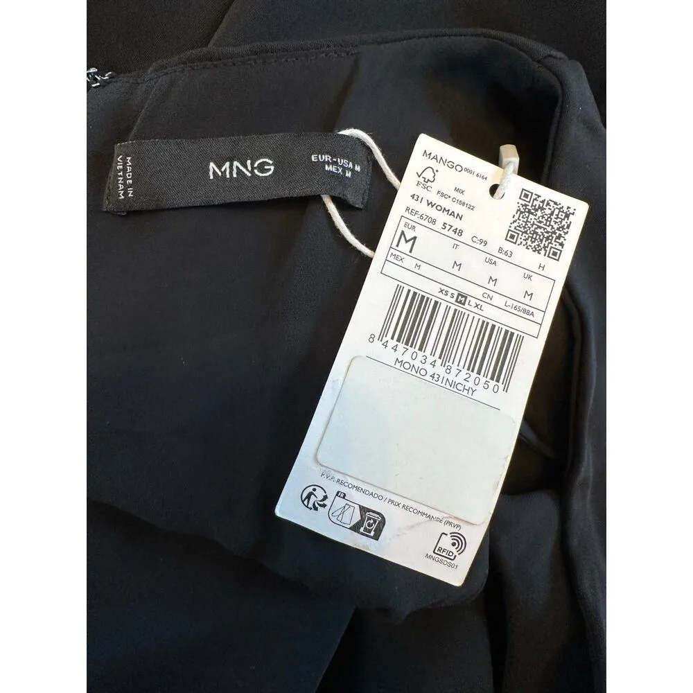 Mango Black Belt Long Jumpsuit Size Medium NWT! - Image 12