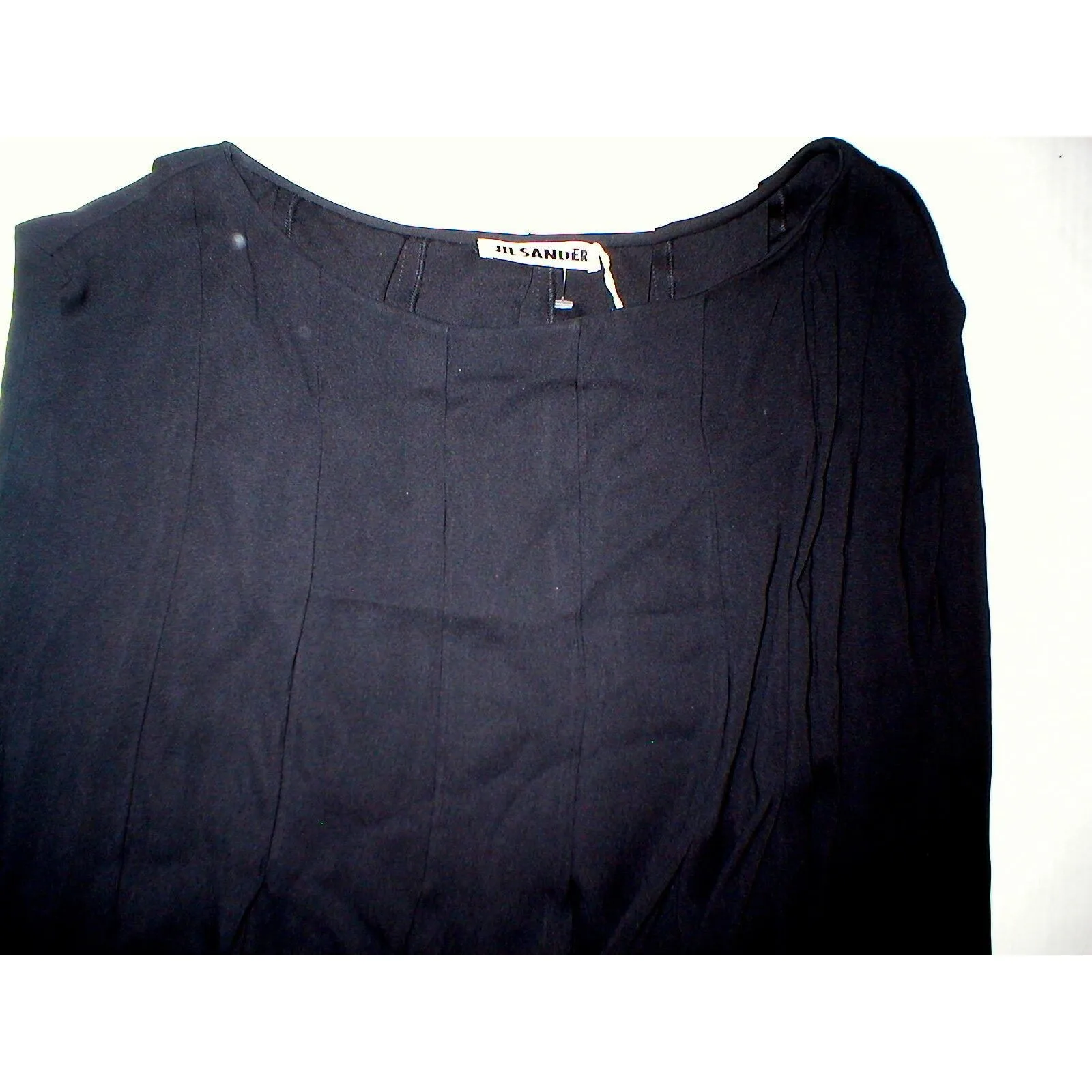New Womens 8 10 NWT Dress 40 Designer Jil Sander Black Pleated Dress Silk Italy - Image 4