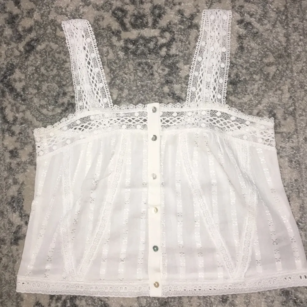 White Crochet Button Top - Image 2
