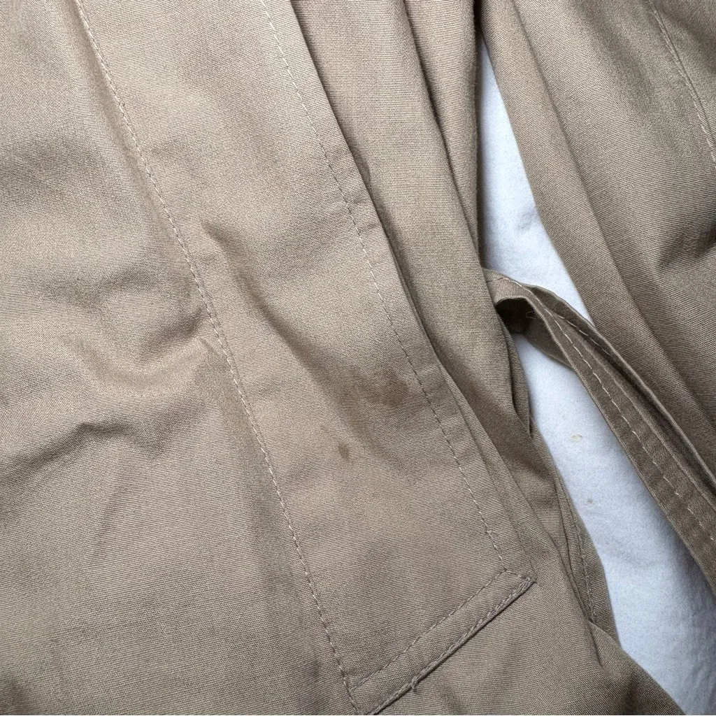 Light Infantry Classic Tan Trench Coat Classic Minimalist Cotton Made in England Size 2X - Image 10