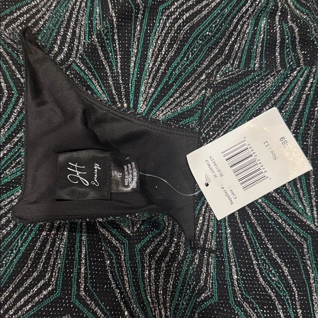 Jessica Howard Glitter Women’s 3/4 Sleeve Diamond Black Shift Dress 12 NWT - Image 3