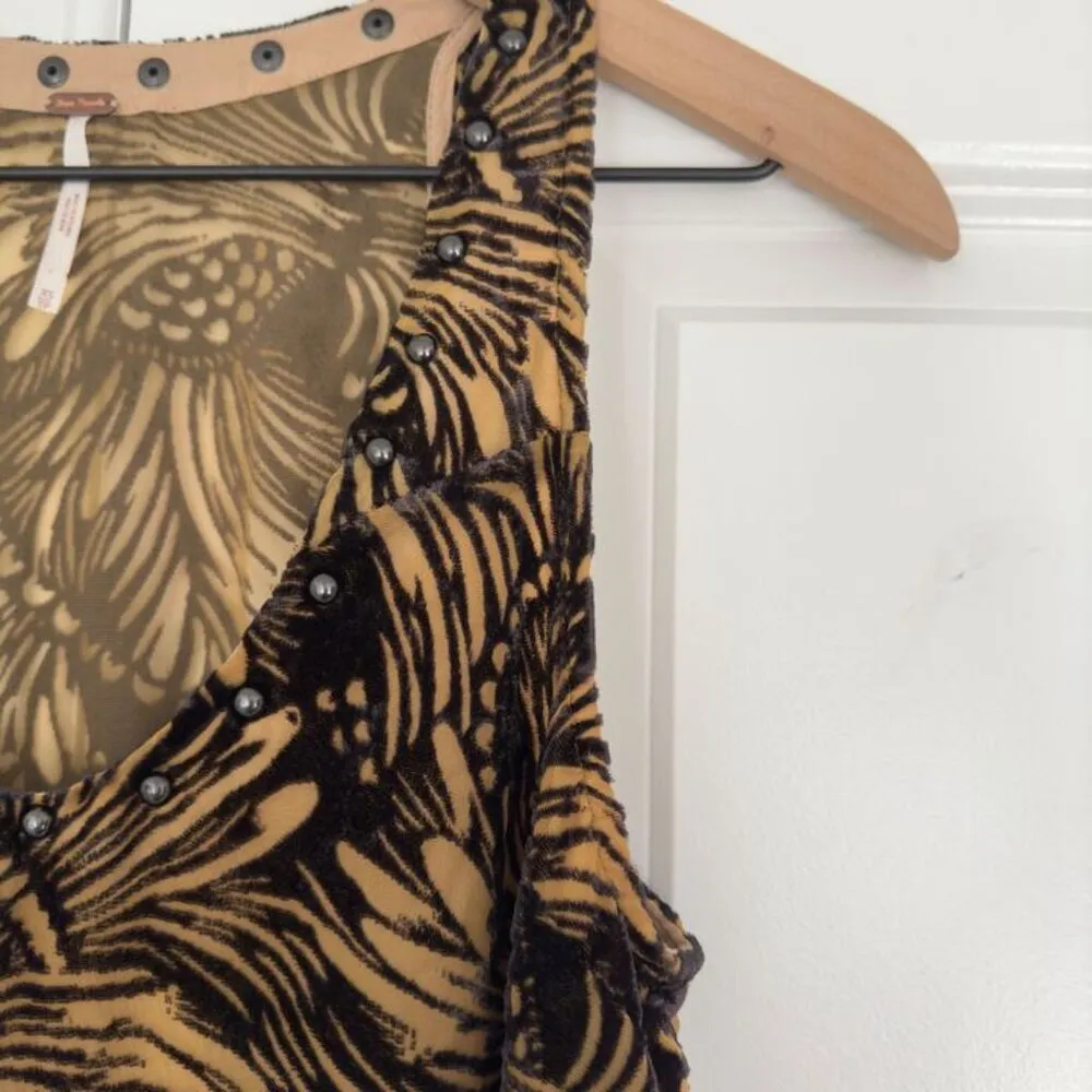 Free People Ellie Burnout Velvet Mini Dress Sleeveless Scoop Neck Lined Bohemian - Image 9