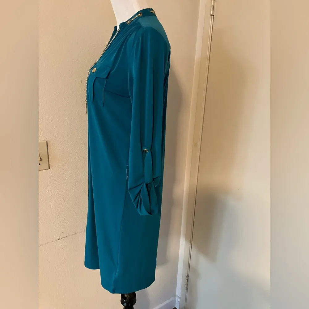 Michael Kors Cyan Chain Lace Up embellished shirt dress - Image 4