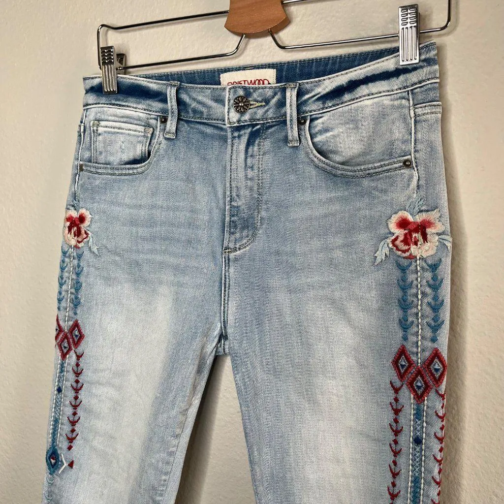 Driftwood Womens Jackie High Rise Slim Leg Embroidered Jeans Size 27 - Image 5