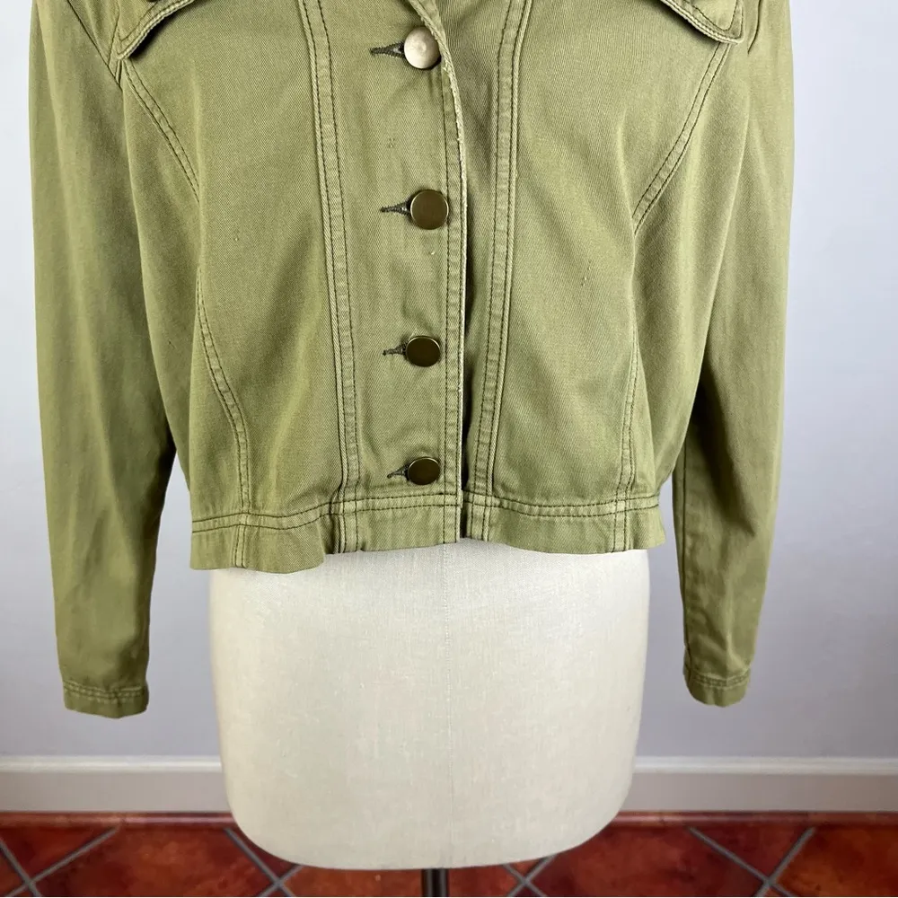 One Teaspoon Army Green Crop Rock n Roll Jacket - Image 4