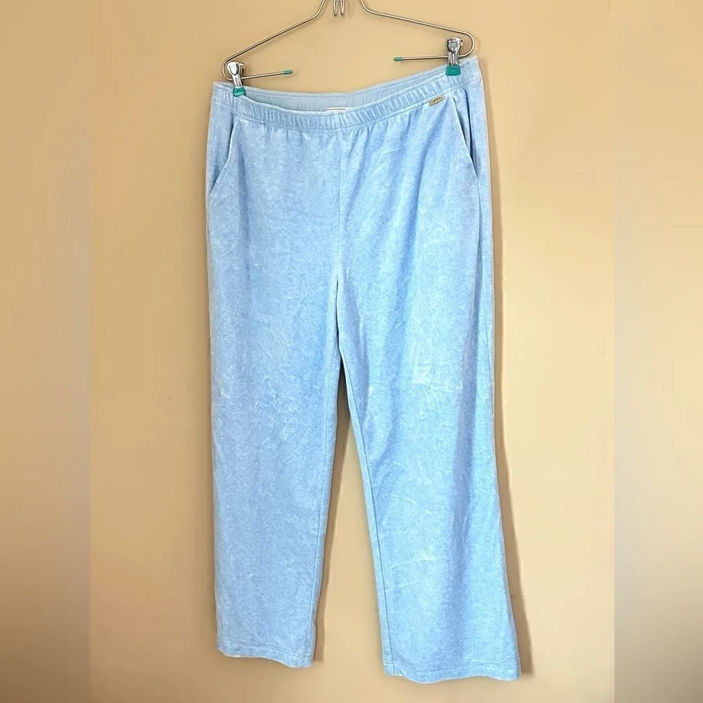 St. John Sport Y2K pastel baby blue velour velvet track pants - Image 2