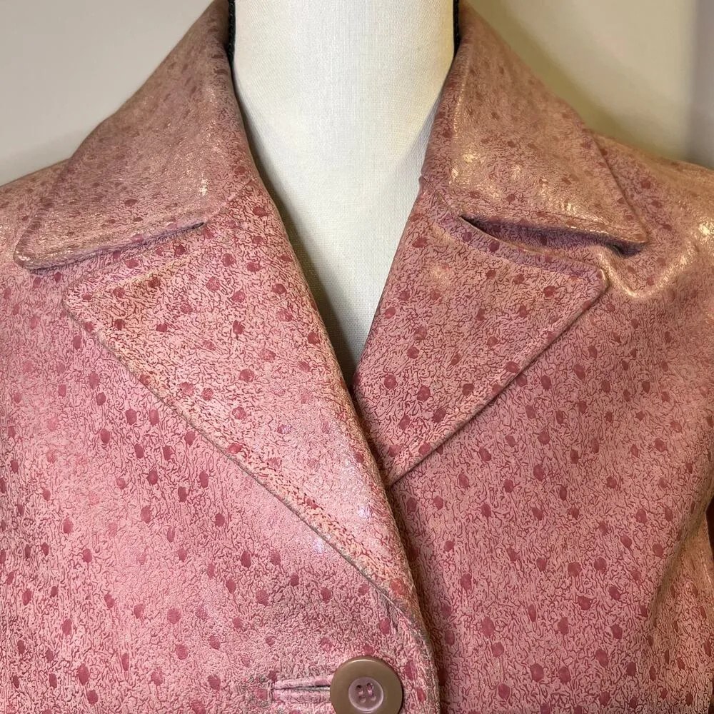 B Lucid Women's Vintage Pink Leather Jacket Size M Size M - Image 8