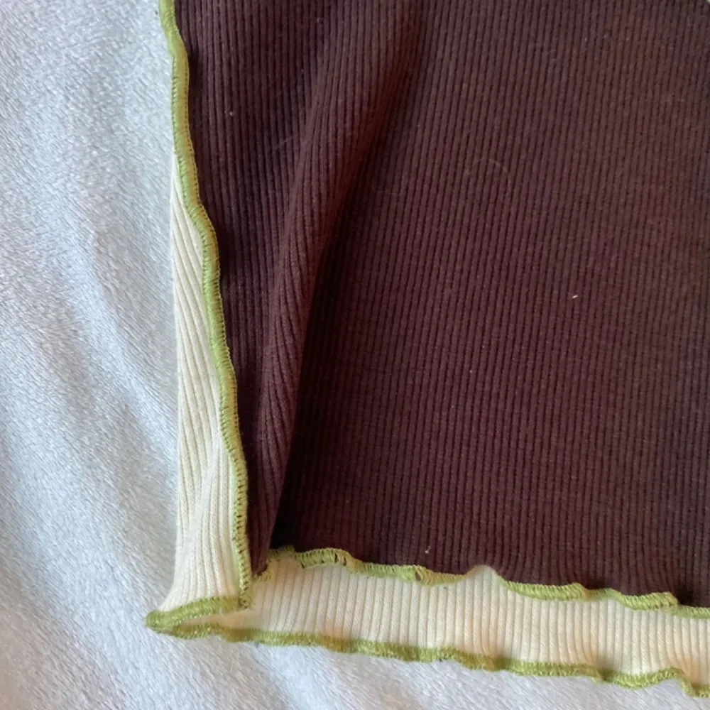 green cream and brown patchwork inverted seams color blocked tank top Size M - Image 7