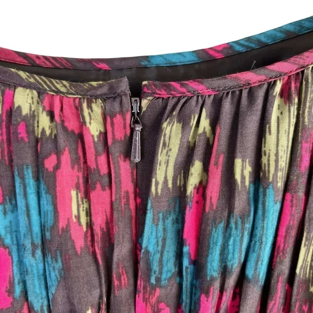 Halogen Silk Blend Babydoll Dress with Pockets in Colorful‎ Abstract Print, Sz 2 - Image 9