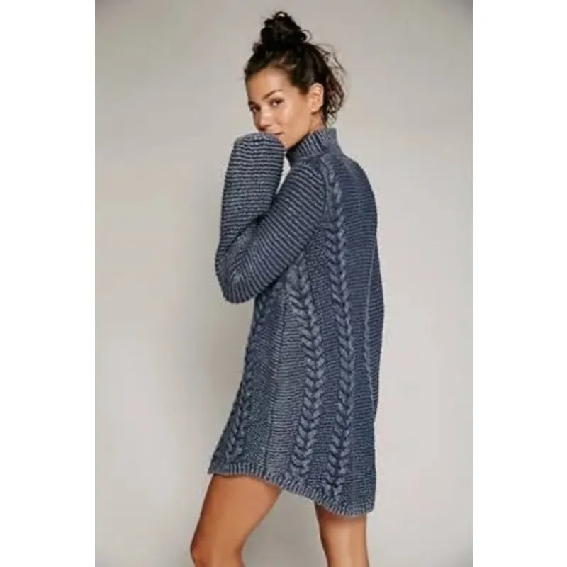 Free People Women's Back To Back Sweater Dress Blue Grey Size XS - Image 2