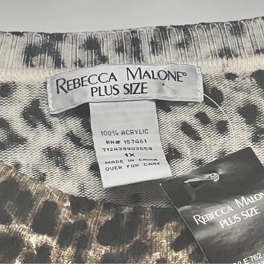 Rebecca Malone Women’s Plus Size Animal Print Crewneck Sweater Sz 1X - Image 4