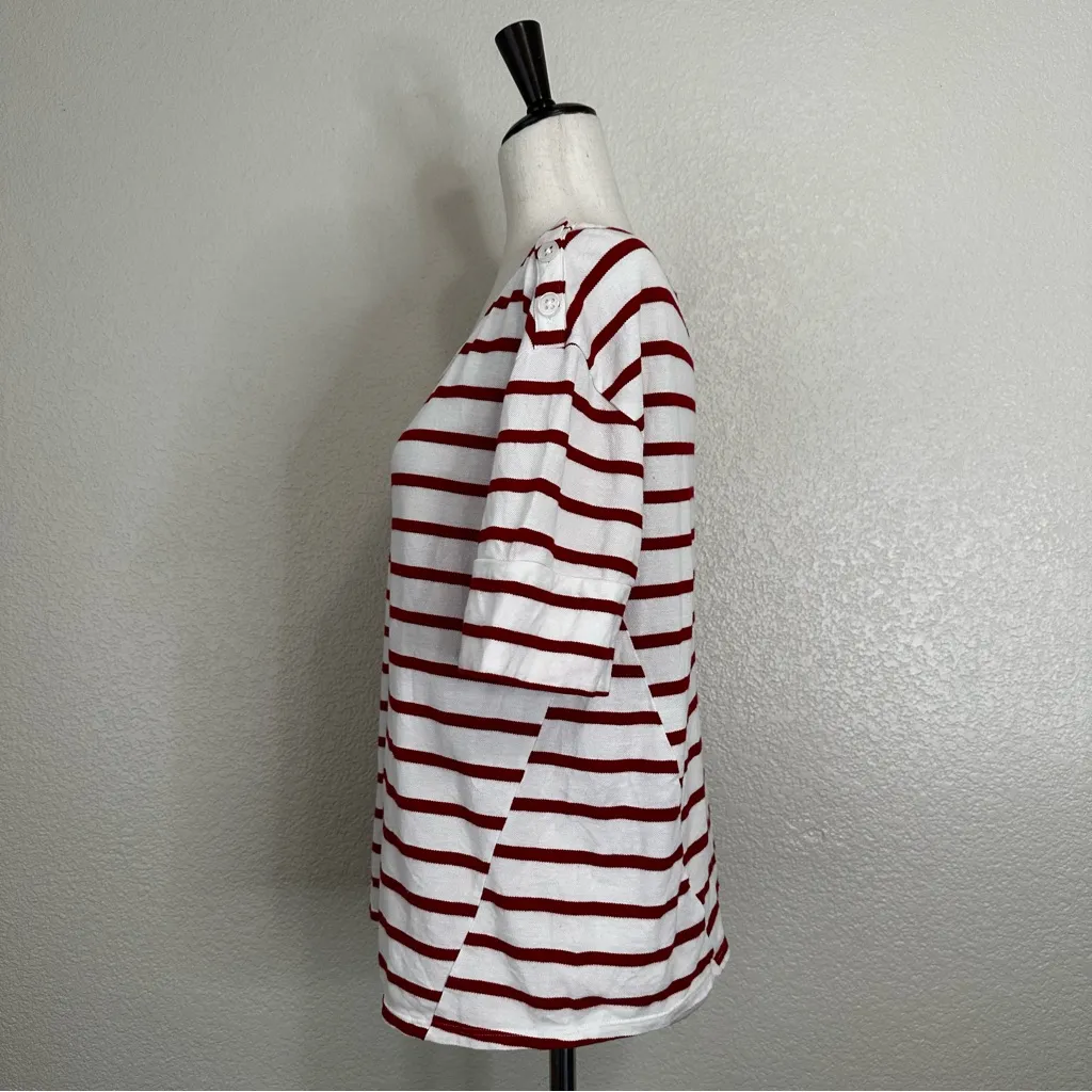 Anthropologie Pilcro and the Letterpress Red White Striped Top, Sz Large - Image 6