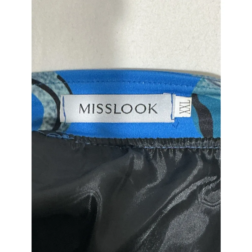 Woman’s Misslook Xxl Blue Multicolor Lined Two Button Long Sleeve Blouse Jacket Size 2X - Image 4