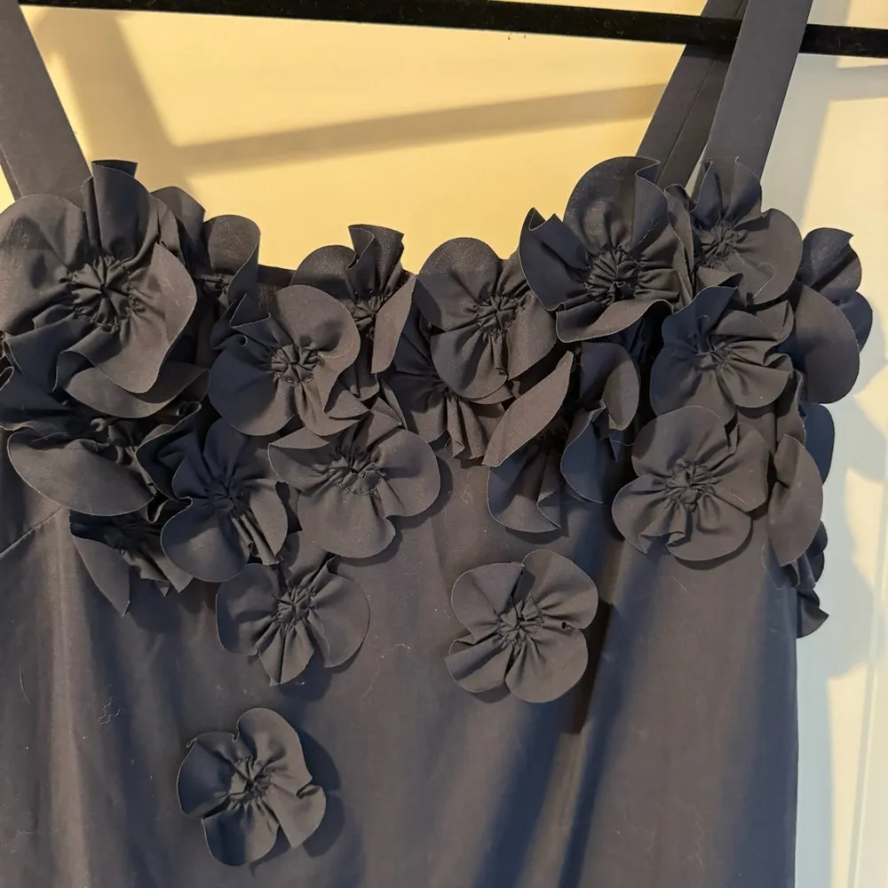 Jason Wu Navy Blue Tiered Floral-Embellished Midi Dress | Size 0 - Image 7