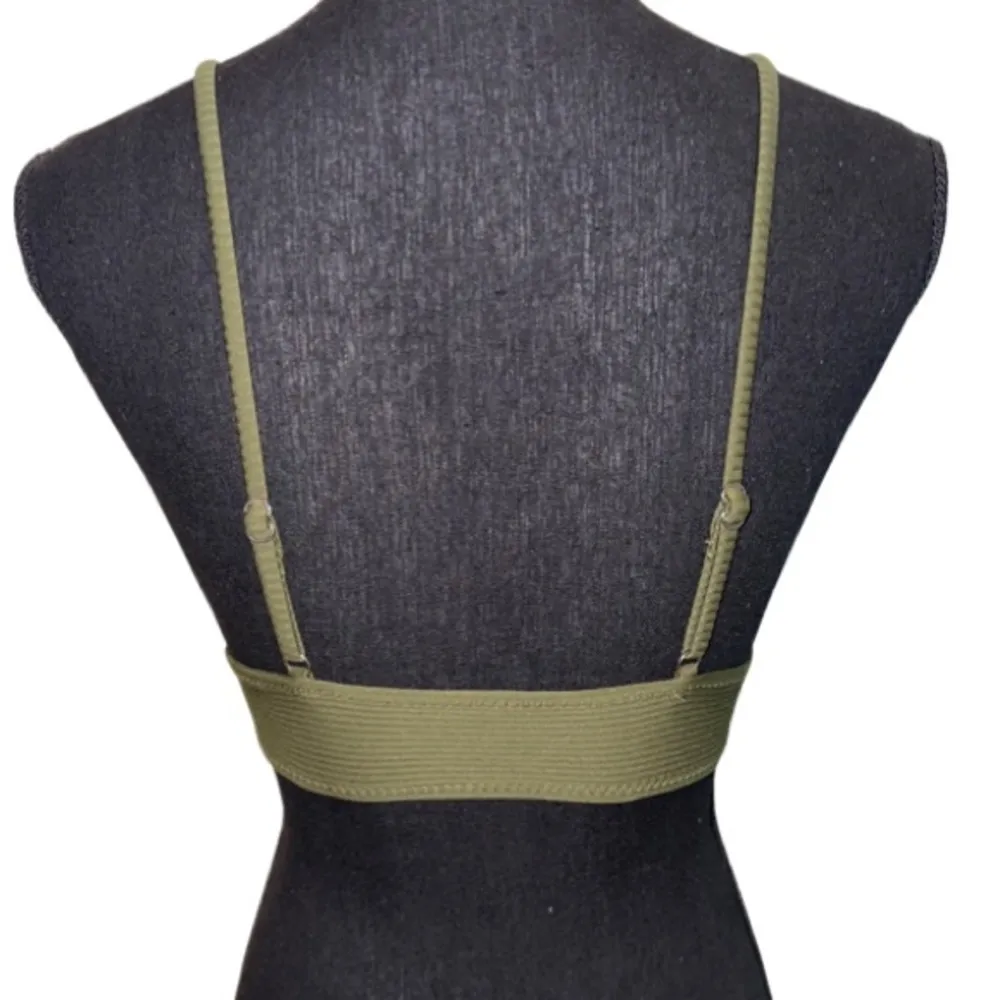 EUC unbranded BIKINY top Ribbed green olive SIZE S - Image 2