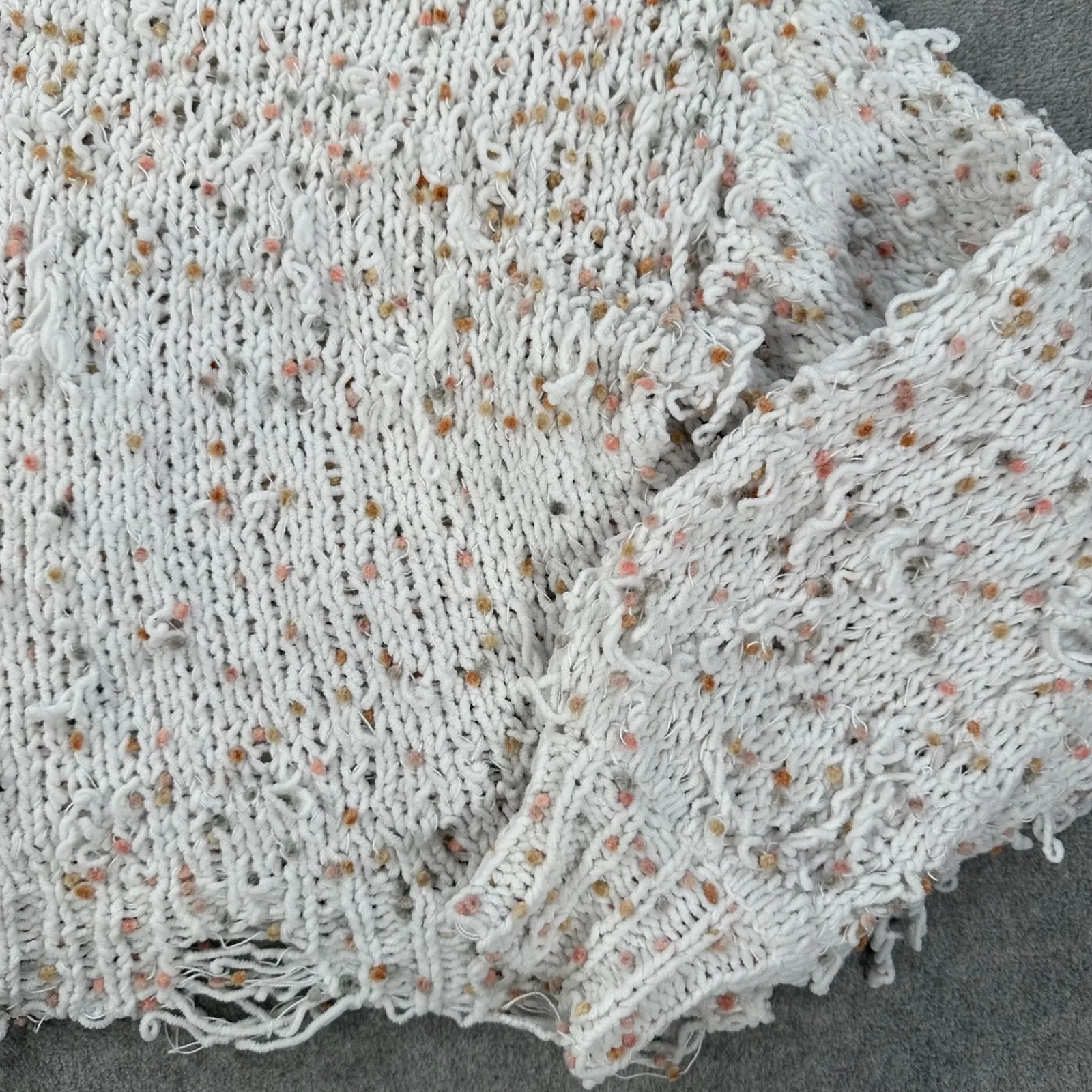 POL Confetti Distressed Fringe Chenille Sweater Size Large Boxy Cropped Knit - Image 5