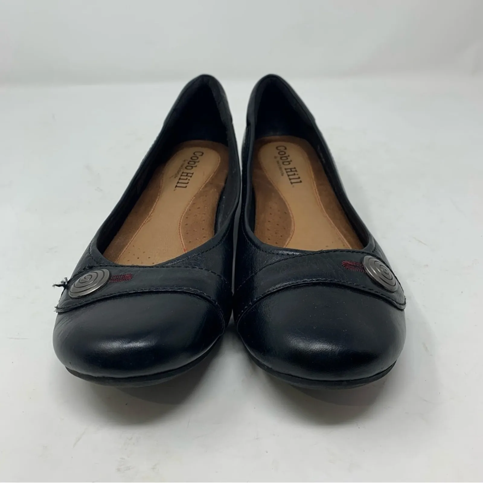 Rockport Cobb Hill Emma 10 N Black Leather Flats Classic Comfort Shoe - Image 3