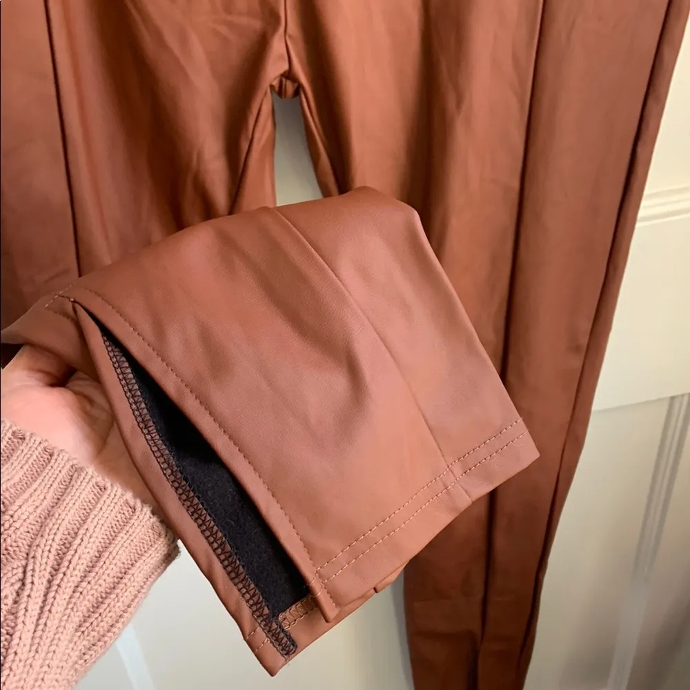 Outrageous Fortune Little Mistress High Rise Faux Leather Brown Leggings Size 10 - Image 2