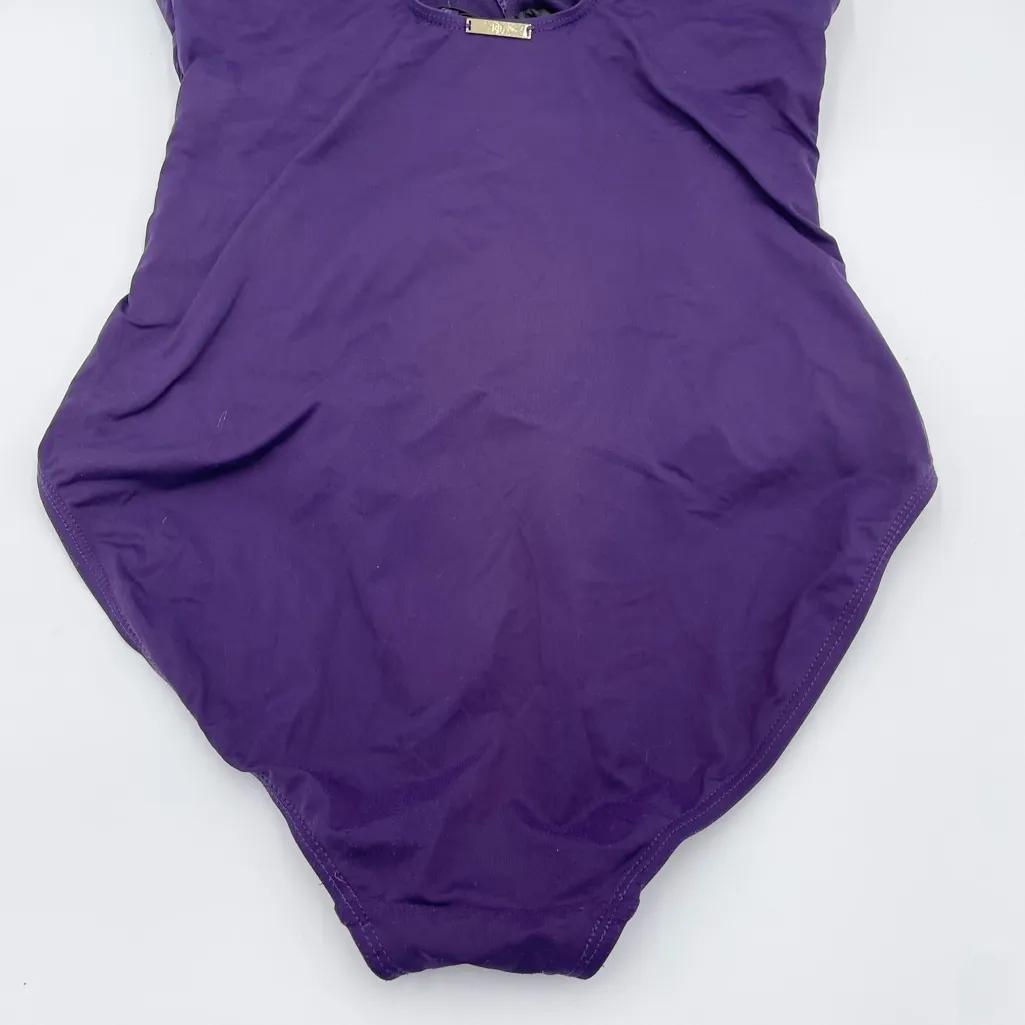 Lauren Ralph Lauren Ruffle Surplice One Piece Swimsuit Eggplant Purple Size 12 - Image 9