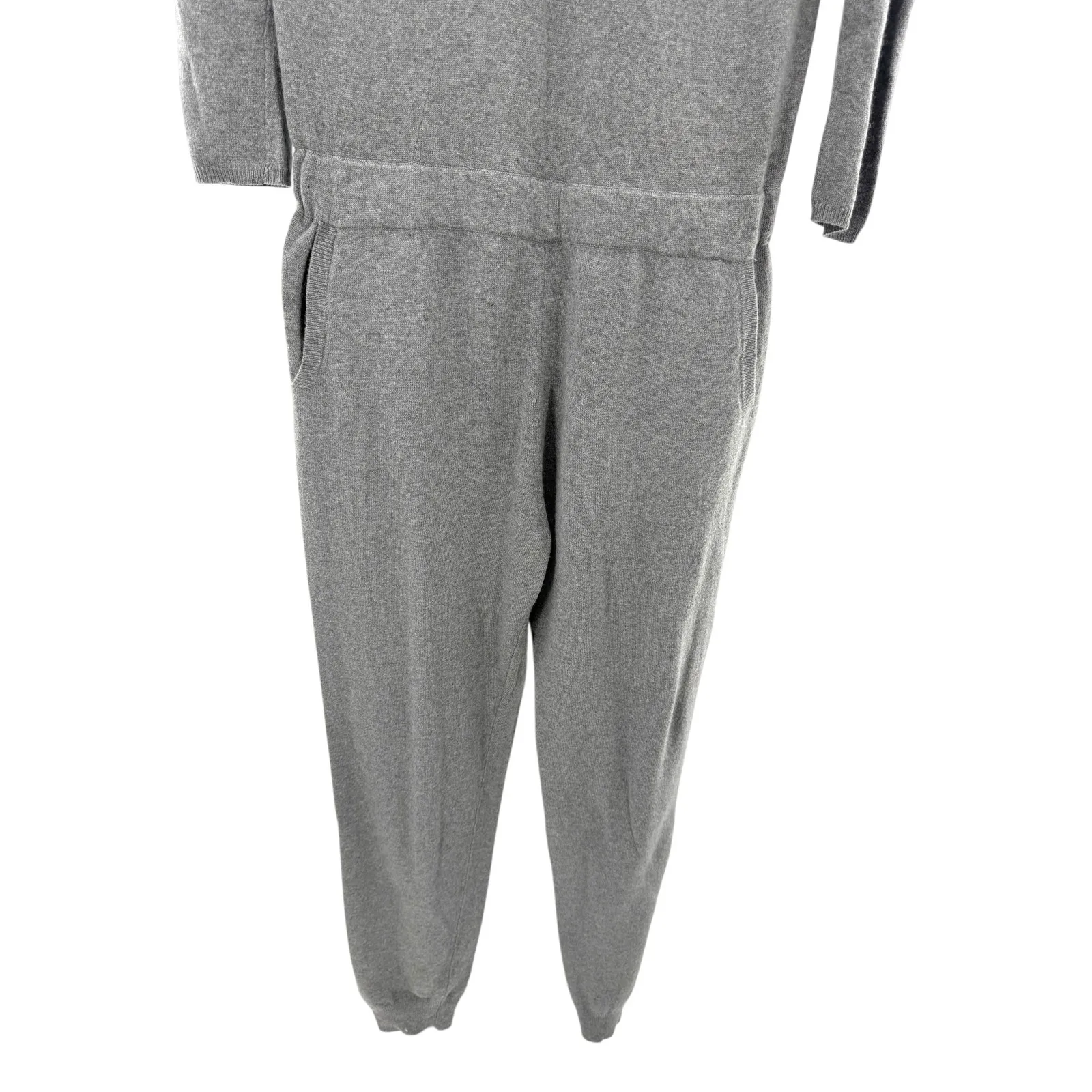Stefanel Italian Yarn Gray Wool Cashmere Knit Jumpsuit XS Twist Neck Lounge Chic - Image 7