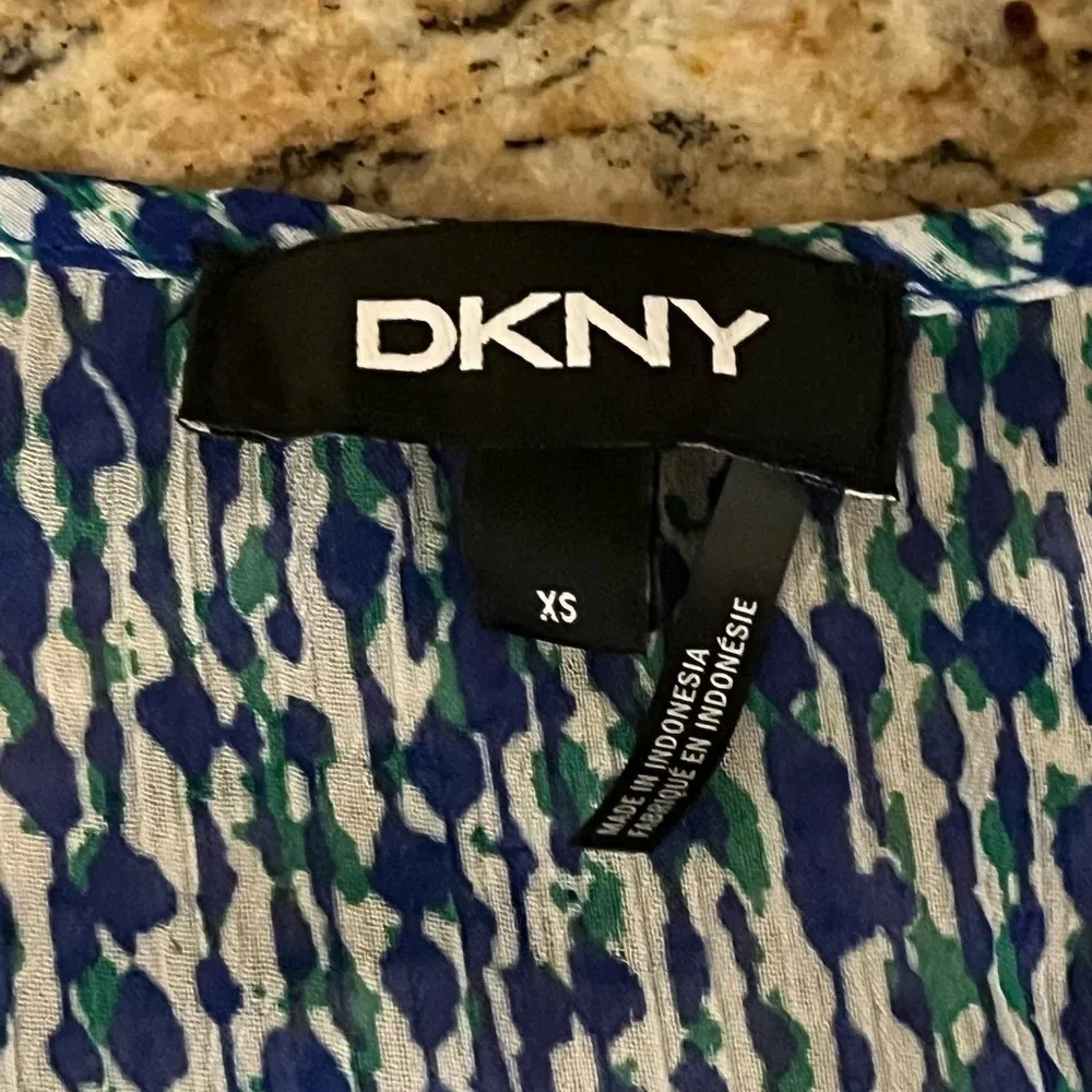 DKNY XS Ditzy Floral Sheer Shift Dress Swim Cover Boho Peasant Modest Fairy - Image 9