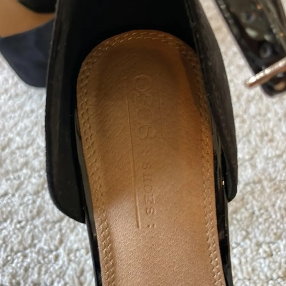 ASOS  Black Faux Suede Platform Stiletto With Ankle Strap Pumps - Image 5