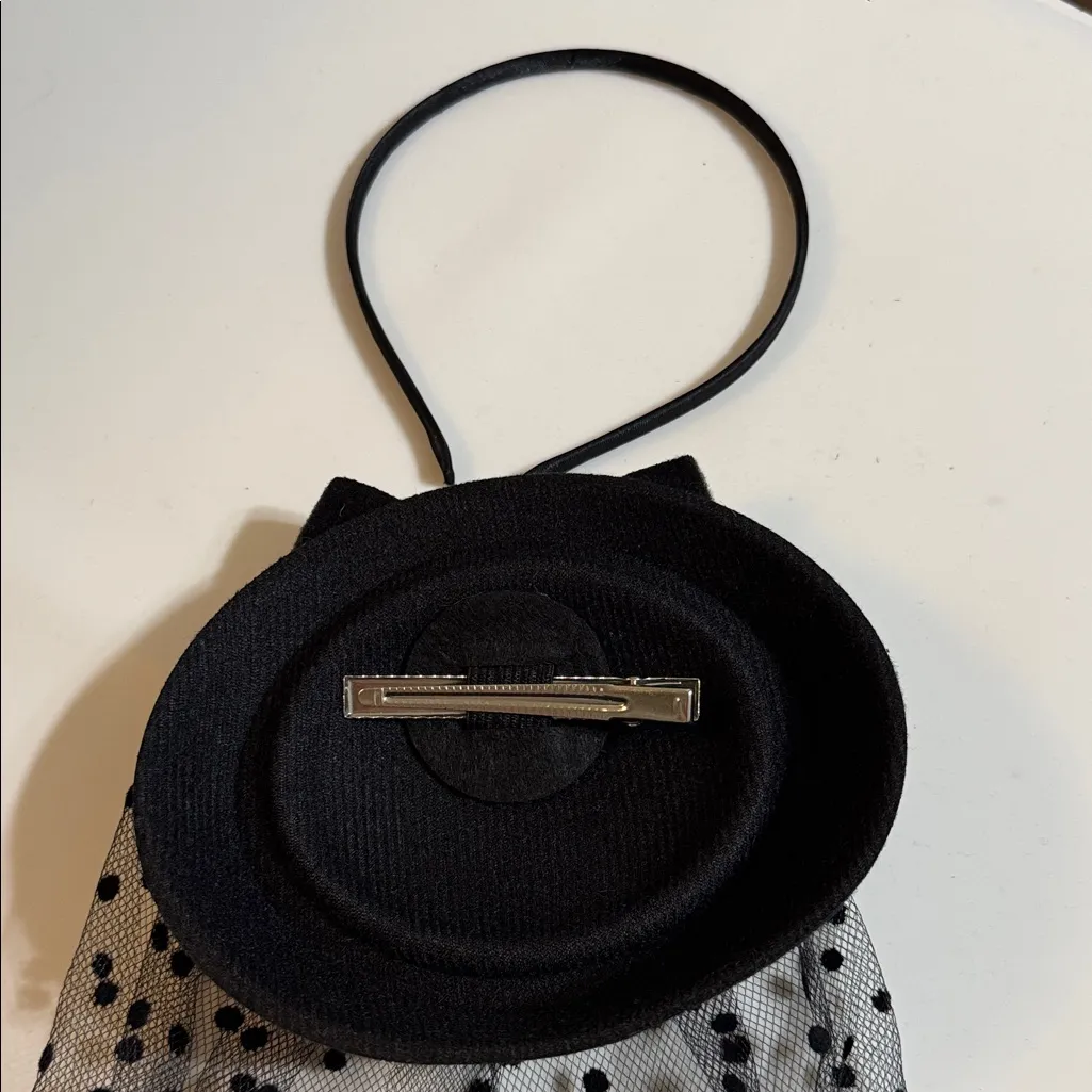 Black Polka Dot Veil Headband - Image 6