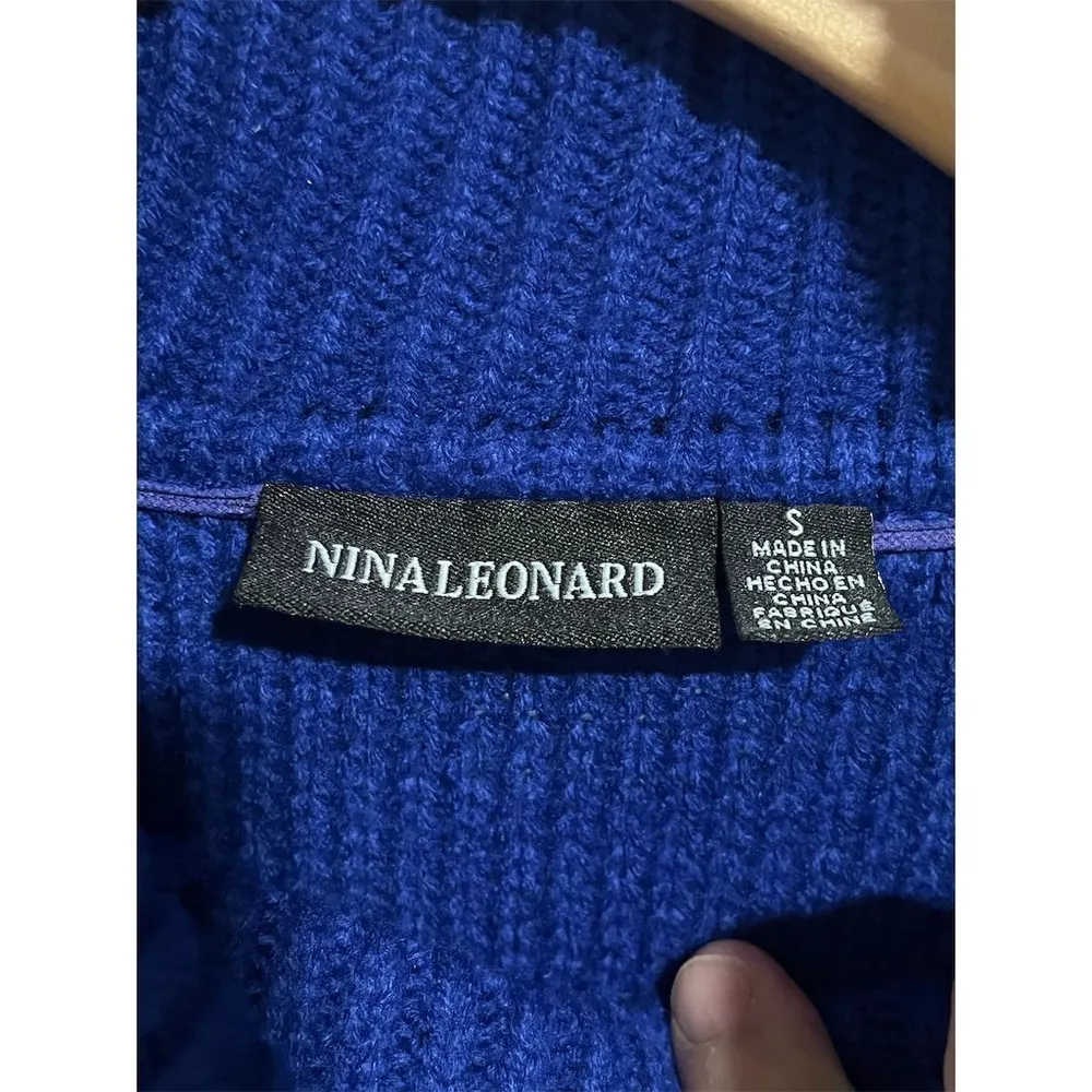 Nina Leonard Sweater Dress Women's Size S Cowl Neck Cable Knit Bright Blue NEW - Image 5