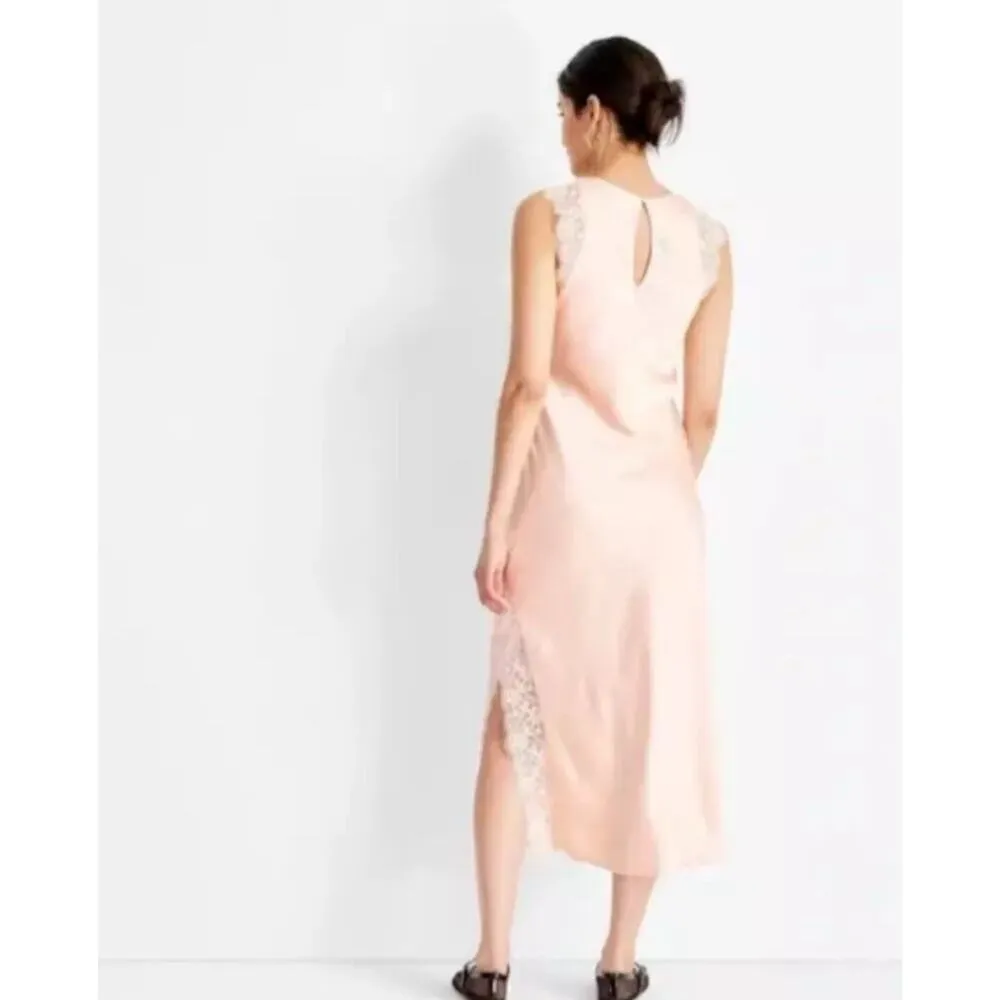 Future Collective Women's Sleeveless Lace Trim Ankle Dress Peach M Pink Size M - Image 2