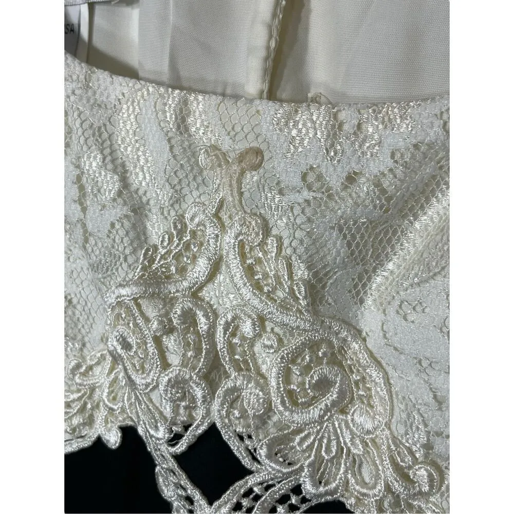 VIntage Scott McClintock 80s 90s Floral Lace Short Sleeve Mini Dress Size 8 Black - Image 7