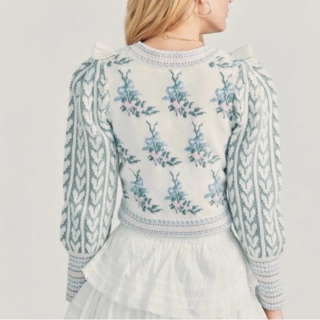 LoveShackFancy Warwick Pullover Sweater in Dew Drop Cream - Image 3