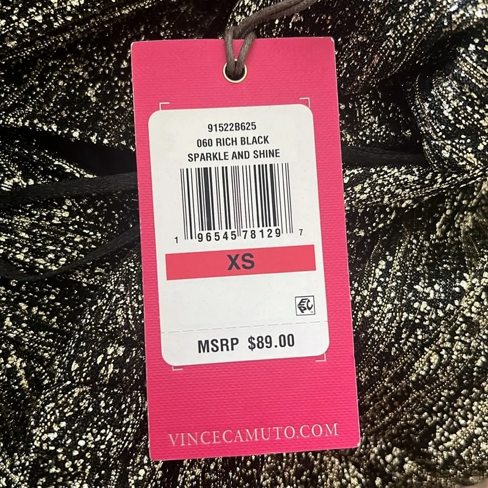 Vince Camuto Metallic Crossover Top, Rich Black Sparkle & Shine Size XS NEW - Image 6