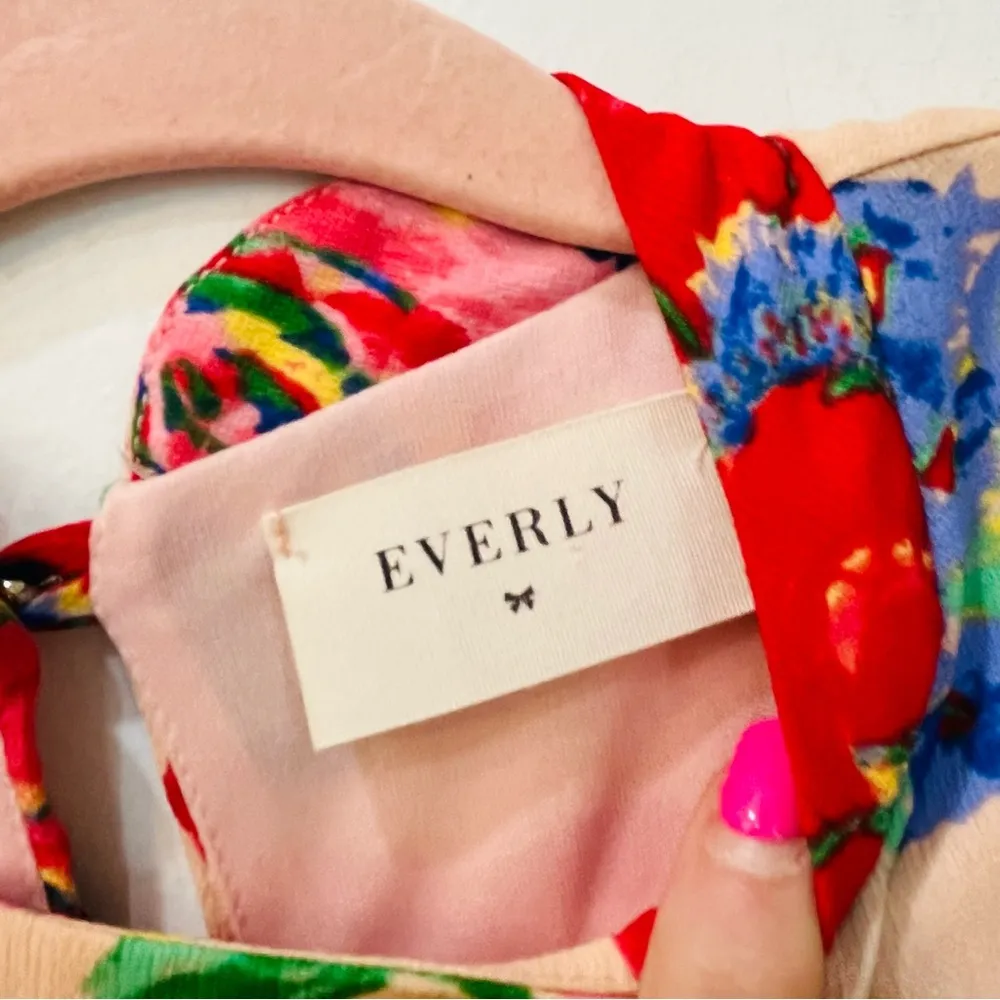 Everly boutique floral sleeveless dress coral pink size small - Image 2