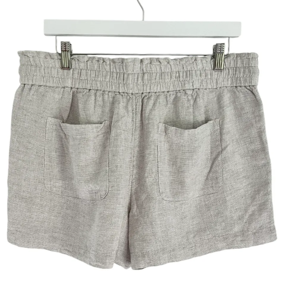 NWT Loft Outlet Linen Blend Drawstring Waist Shorts Grey Beige Size Large - Image 2