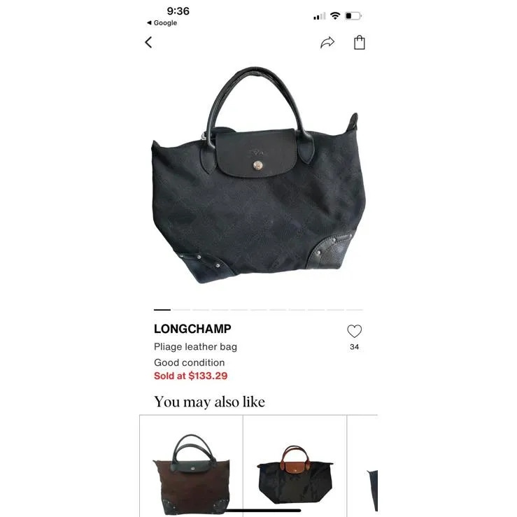 Longchamp Black Tote Bag with Leather Trim - Image 9